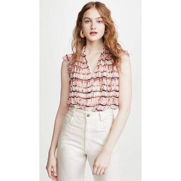 NEw Ulla Johnson 100% silk Clea Top in blush tie die size US0 - Picture 2 of 13